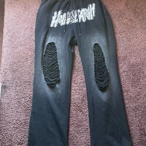 Fashion Nova Black Distressed Sweatpants